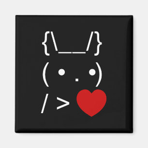 ASCII Text Art Bunny Rabbit Give Heart Magnet