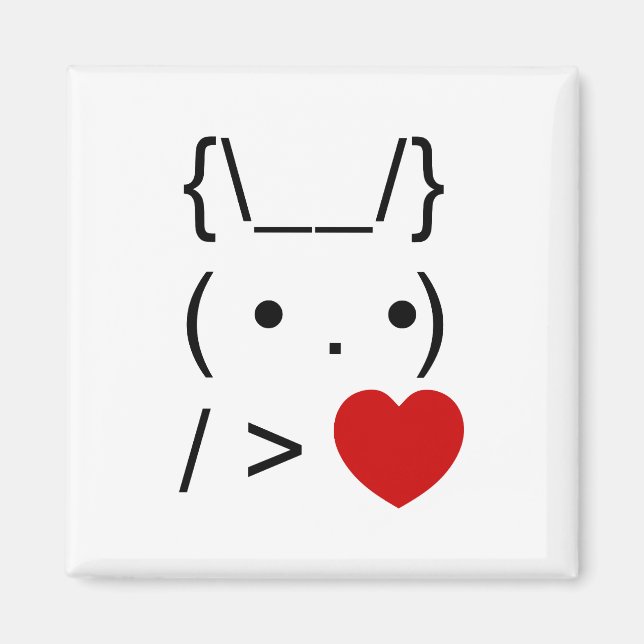ASCII Text Art Bunny Rabbit Give Heart Magnet (Front)