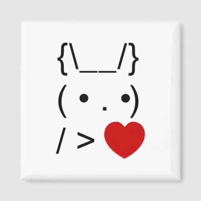 ASCII Text Art Bunny Rabbit Give Heart Magnet