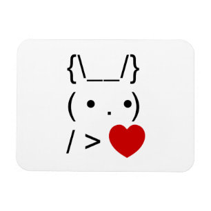 ASCII Text Art Bunny Rabbit Give Heart Magnet
