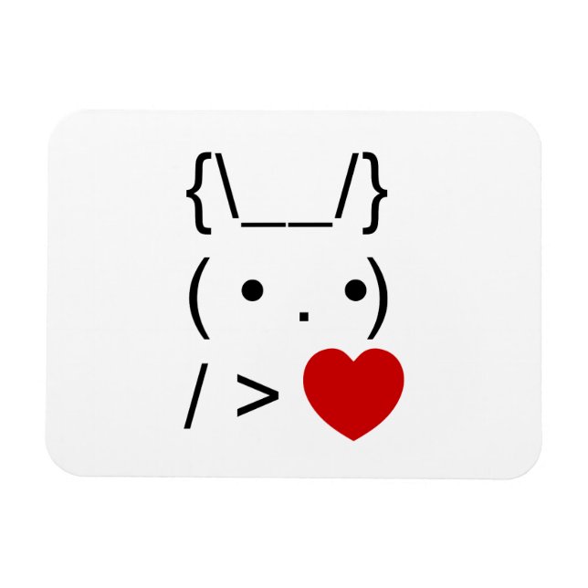 ASCII Text Art Bunny Rabbit Give Heart Magnet (Horizontal)