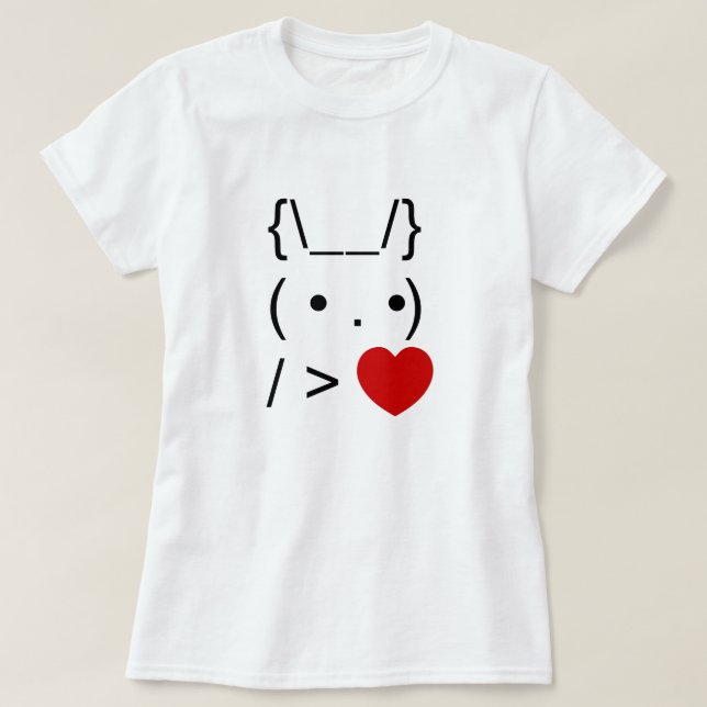 ASCII Text Art Bunny Rabbit Give Heart T-Shirt (Design Front)
