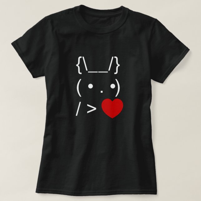 ASCII Text Art Bunny Rabbit Give Heart T-Shirt (Design Front)