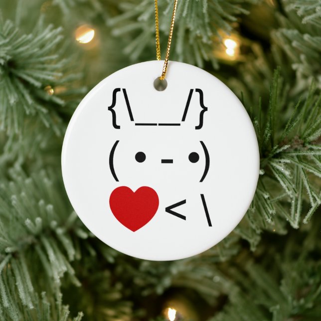 ASCII Text Art Bunny Rabbit Take Heart Back Ceramic Tree Decoration (Tree)