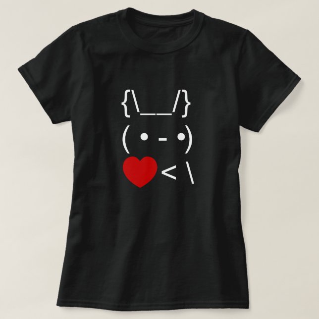 ASCII Text Art Bunny Rabbit Take Heart Back T-Shirt (Design Front)
