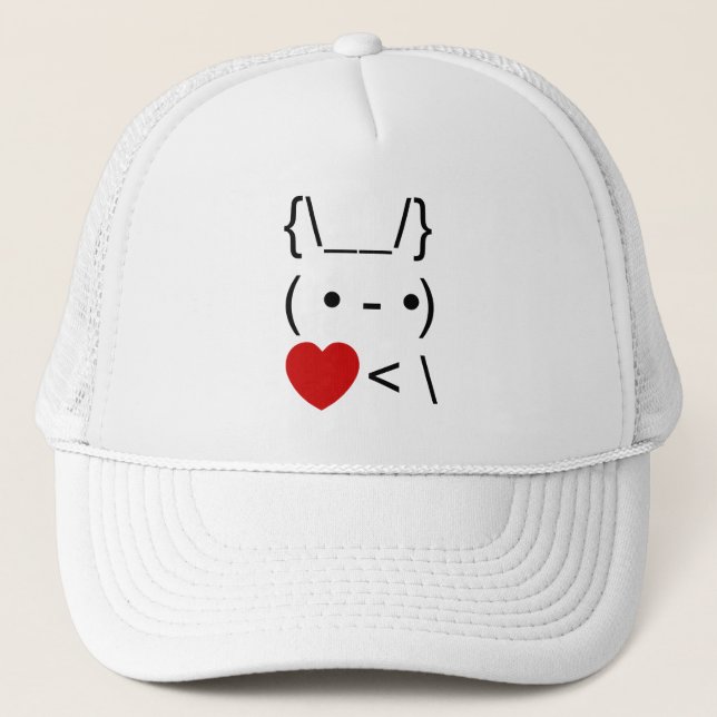 ASCII Text Art Bunny Rabbit Take Heart Back Trucker Hat (Front)