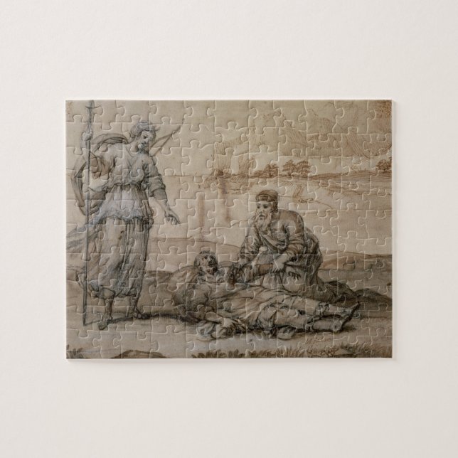 Asclepius Reviving Hippolytus (pen & ink, wash and Jigsaw Puzzle (Horizontal)