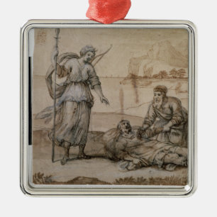 Asclepius Reviving Hippolytus (pen & ink, wash and Metal Tree Decoration