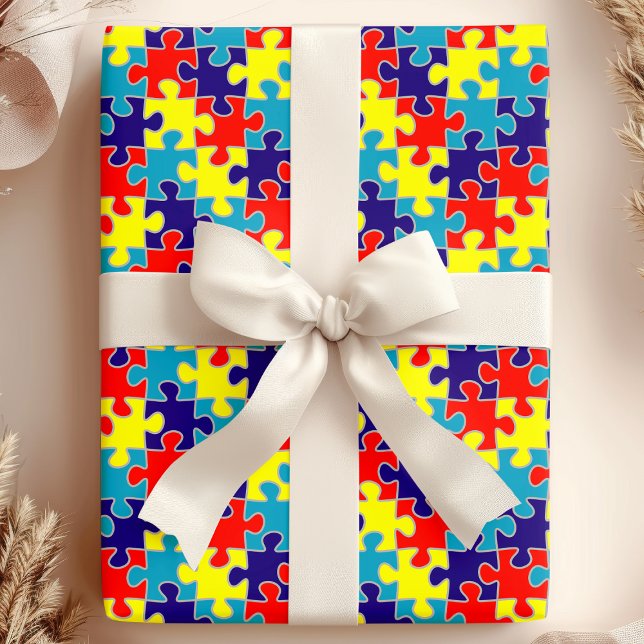 ASD Aspergers Autism Awareness Puzzle Pattern Wrapping Paper (Creator Uploaded)