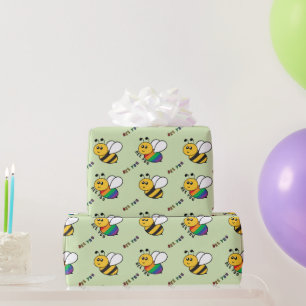 ASD Colorful Bee You Autism Awareness Gift Green Wrapping Paper