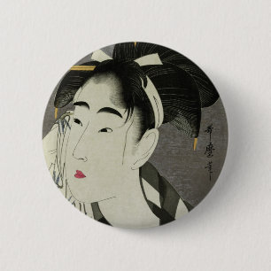 Ase o fuku onna 6 cm round badge