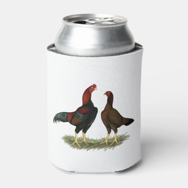 Aseel Black Red Chickens Can Cooler (Can Front)