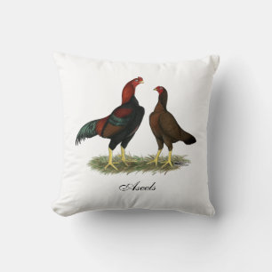 Aseel Black Red Chickens Cushion