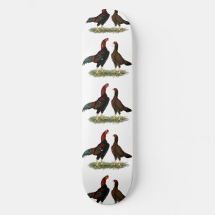 Aseel Black Red Chickens Skateboard