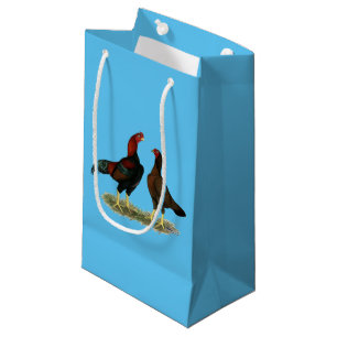 Aseel Black Red Chickens Small Gift Bag