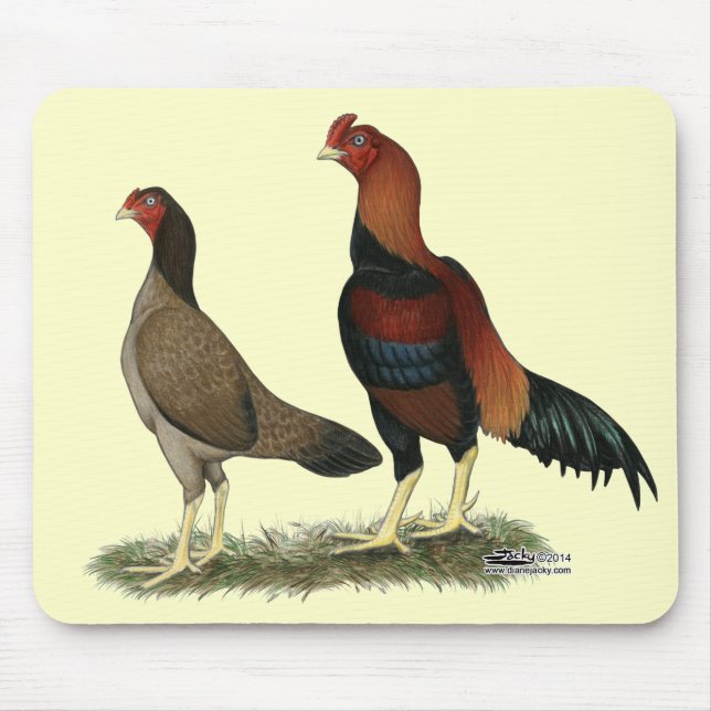 Aseel Wheaten Chickens Mouse Mat (Front)