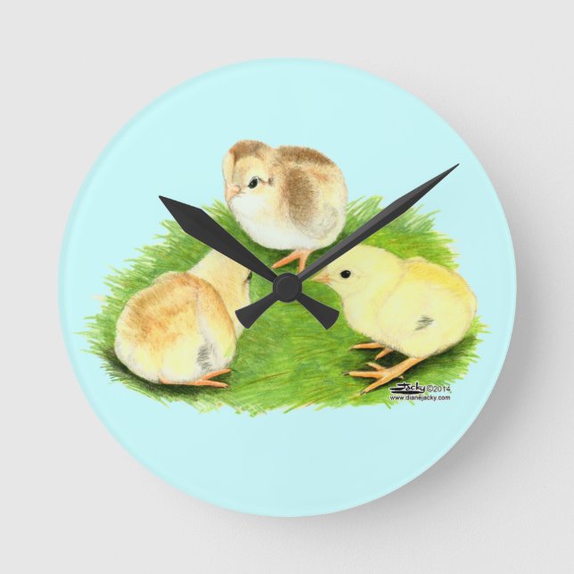 Aseel Wheaten Chicks Round Clock (Front)