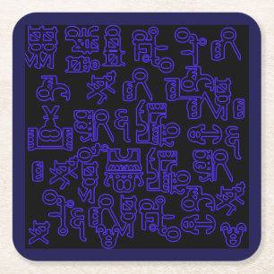 Asemic Wanderings I Square Paper Coaster
