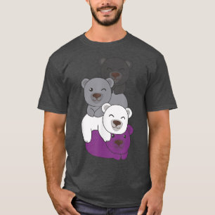 Aseual Flag Pile Pride LGBTQ Bear cute Aseual bear T-Shirt
