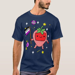 Aseual Strawberry Astronaut In Space Ace Pride T-Shirt