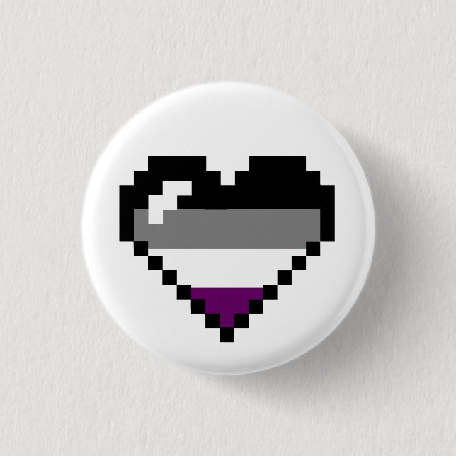 Asexual 8-Bit Retro Pride Heart 3 Cm Round Badge (Front)