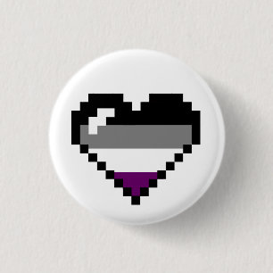 Asexual 8-Bit Retro Pride Heart 3 Cm Round Badge