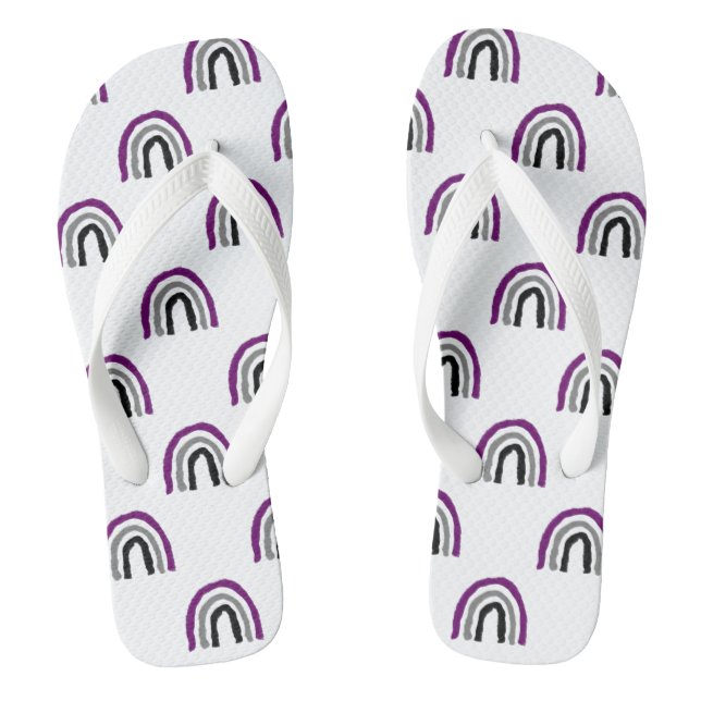 Asexual Ace Pride Painted Crayon Rainbow Flip Flops (Footbed)