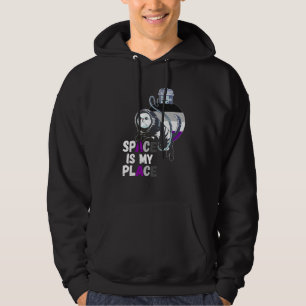 Asexual Astronaut Cat Retro Space Is My Place Ace Hoodie