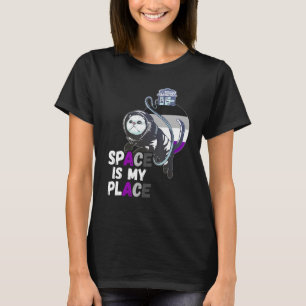 Asexual Astronaut Cat Retro Space Is My Place Ace T-Shirt
