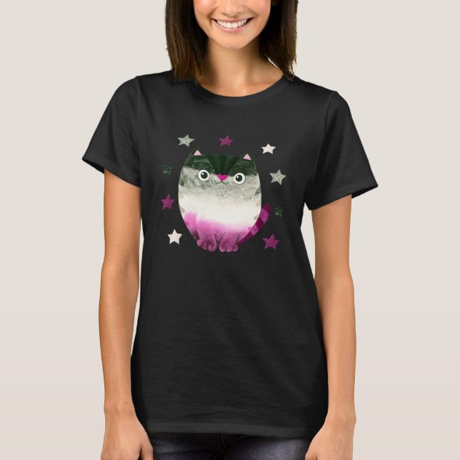 Asexual Cat Ace Pride LGBTQ+ Equality and Love T-Shirt (Front)