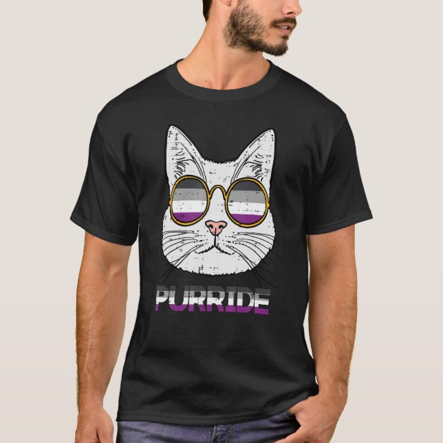 Asexual Cat Purride Ace Pride Flag Asexuality LGBT T-Shirt (Front)