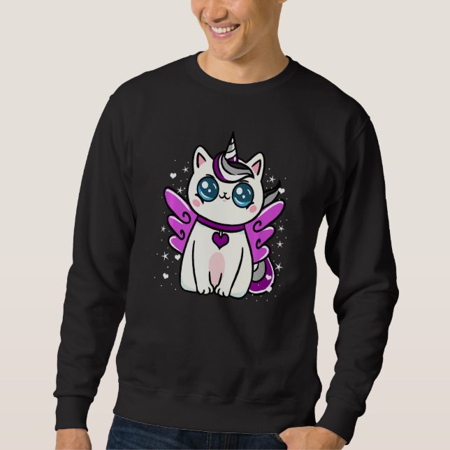 Asexual Caticorn Ace Pride Sweatshirt (Front)