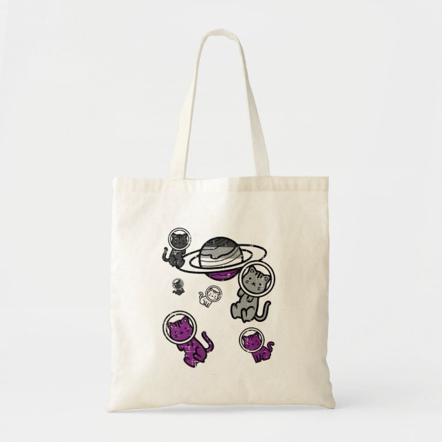Asexual Cats Planet Ace Pride Flag Lgbt Space Wome Tote Bag (Front)