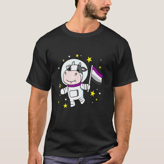 Asexual Cow In Space Asexual Pride T-Shirt (Front)