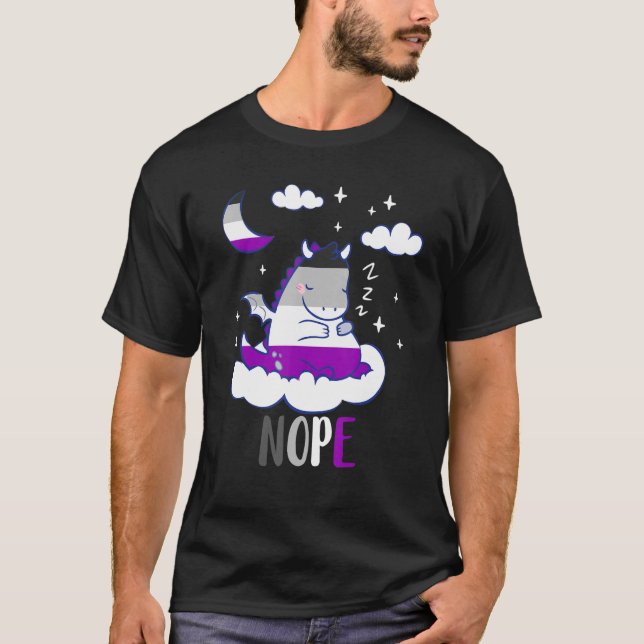 Asexual Cute Dragon Nope Ace Sleep Night Lgbqa Ase T-Shirt (Front)