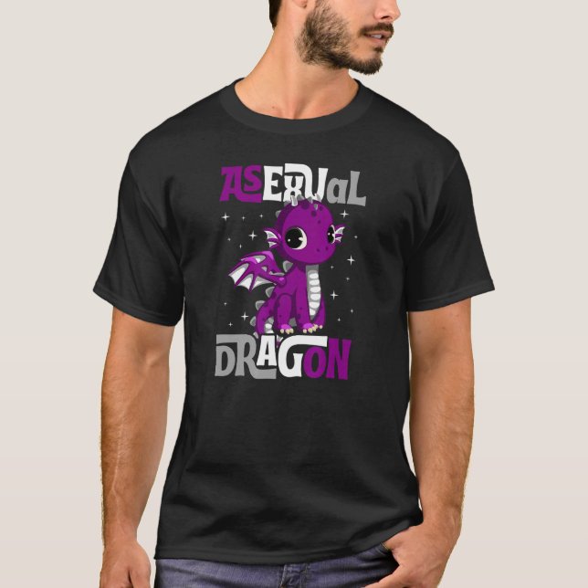 Asexual Dragon Cute Girly Pride Flag Colours Magic T-Shirt (Front)