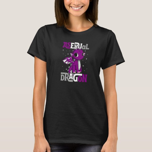 Asexual Dragon Cute Girly Pride Flag Colours Magic T-Shirt (Front)