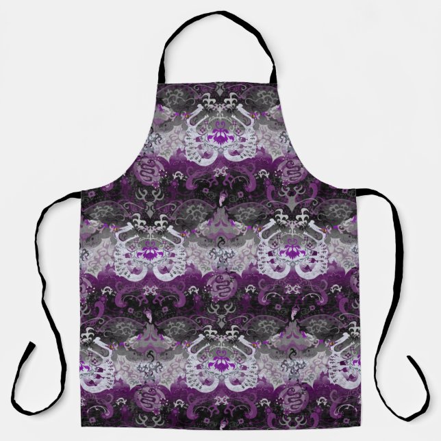 Asexual Dragon Damask - Ace Pride Flag Colours Apron (Front)