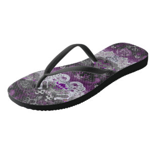 Asexual Dragon Damask - Ace Pride Flag Colours Flip Flops