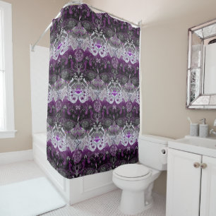Asexual Dragon Damask - Ace Pride Flag Colours Shower Curtain
