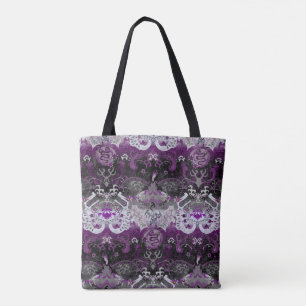Asexual Dragon Damask - Ace Pride Flag Colours Tote Bag