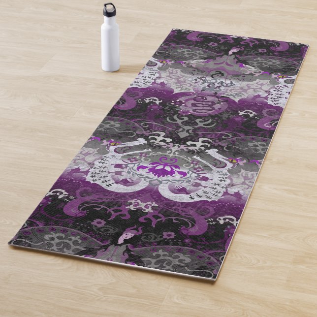 Asexual Dragon Damask - Ace Pride Flag Colours Yoga Mat (In Situ)