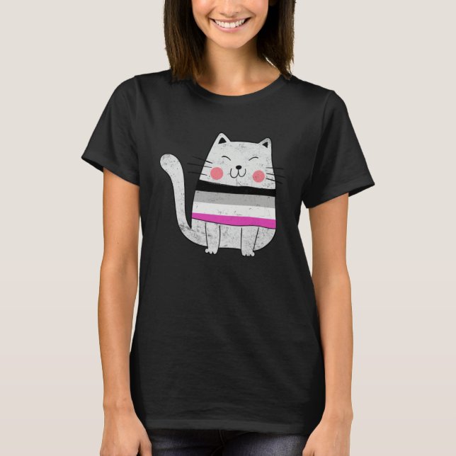 Asexual Flag LGBTQ Cats Pride Cat T-Shirt (Front)