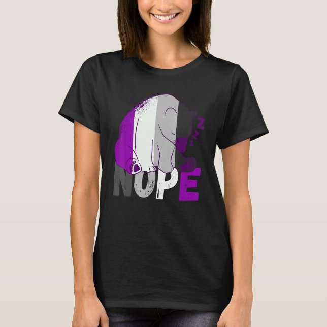 Asexual Flag Nope Speeping Bear Ace Asexual Lgbqa  T-Shirt (Front)
