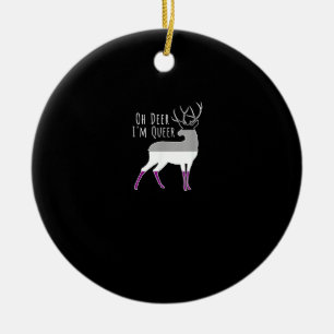 Asexual Flag Oh Deer Queer Pride Funny LGBT Design Ceramic Tree Decoration