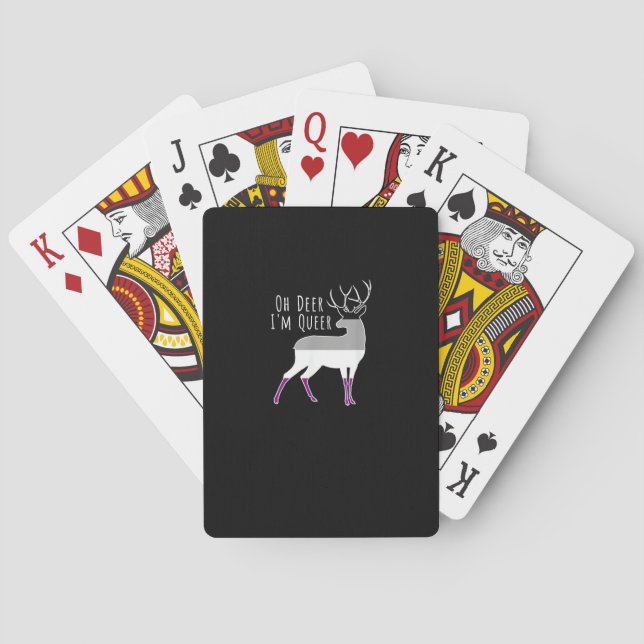 Asexual Flag Oh Deer Queer Pride Funny LGBT Design Playing Cards (Back)