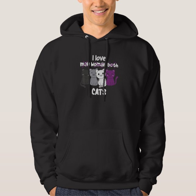 Asexual Flag Pride LGBTQ Cats cute Asexual Cat   Hoodie (Front)