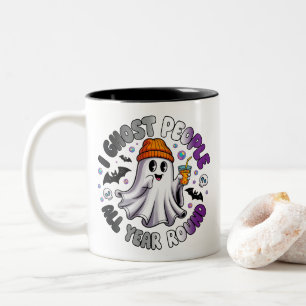Asexual Funny Halloween – I Ghost People Two-Tone Coffee Mug
