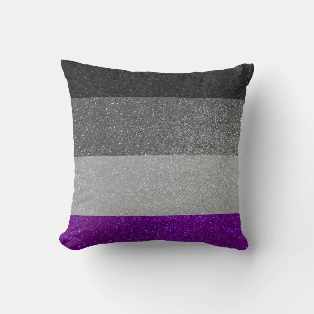 Asexual Gay Pride Flag Glitter Stripes LGBTQ Cushion (Front)