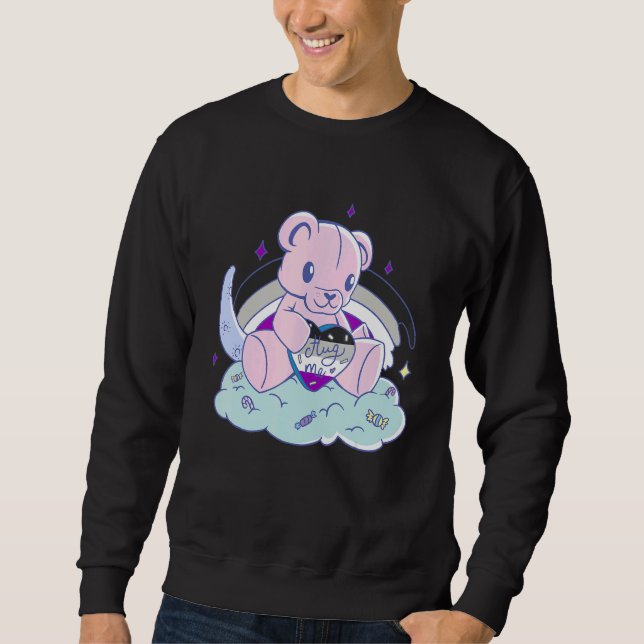 Asexual Hug Me Cute Bear Clouds Candy Asexual Flag Sweatshirt (Front)